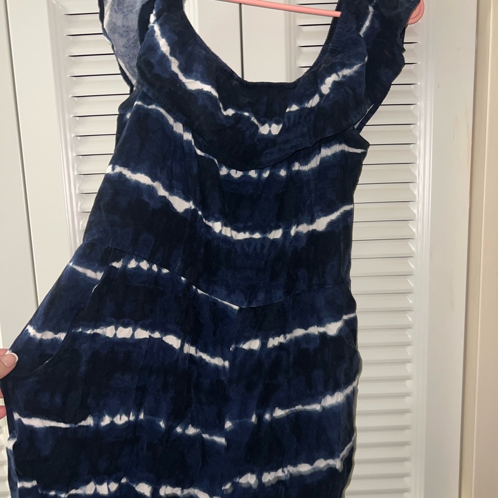 Xhiliration Blue and White Romper